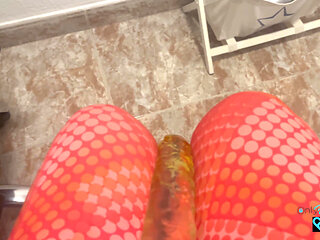 Young Man in Leggings Masturbates