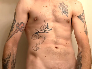 Sexy Tattooed Guy Stroking Bwc in the Mirror _codi Bonez