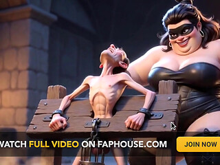Fat Dominatrix Whips Slaves Caged Penis - Extreme Humiliation