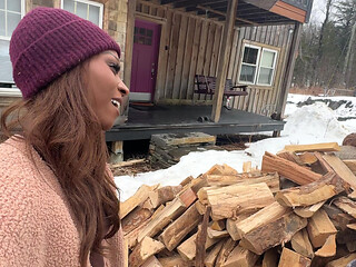 Hired Hauler Seduced by Hung Trans Girl for Bareback Woodshed Fuck - Vanniall Interracial POV Blowjob Anal