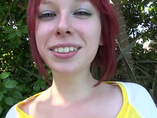 Fresh-faced redhead Zoey Nixon deep throats and gets fucked