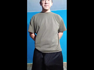 Asian dude pulls down his pants and shows his dick