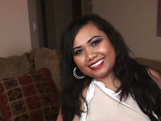 Asian chubby maid fucked by two hard cocks