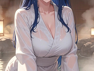 So horny she didn't make it to bed: Hinata fucks her friend in the hot tub - AI-generated content