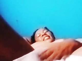 Horny stepmama masturbating on video call