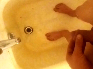 Pacing Naked and Barefoot Peeing on My Foots, in a Bathtub