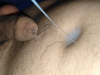 Intense Shot of Cum Coming Out of the Navel