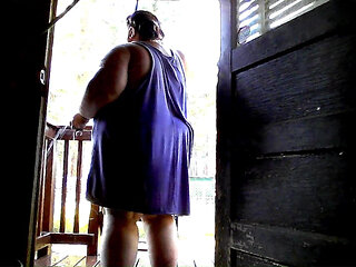 Showering in the water hose. pt 1