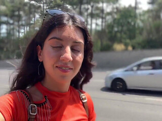 Crazy Girl Sucking Dick in the Bushes - Huge Facial Cumwalk