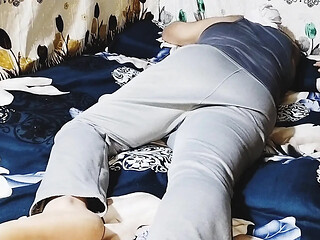 Couples have fun with a sexy mask game at home.