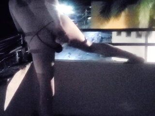 Quick Dildo Fuck in the Balcony