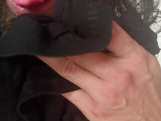 Hairy sweaty sniffing underwear, ass and body drying with underwear (10 minutes)