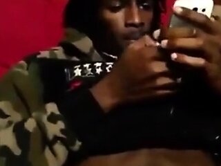 Black Stud Strokes His Massive Cock On Webcam