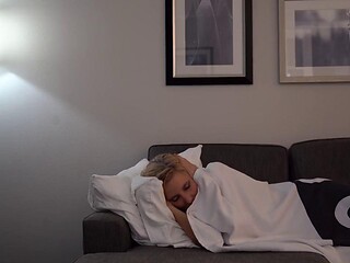 Blonde TS Playback4funher Peeks on Dripping Roommate Fantasy