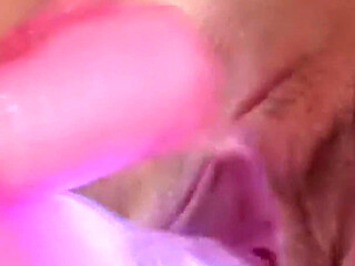 Busty Brunette on the Kitchen Counter - Pink Vibrator Solo