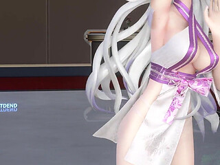 Featured Haku (yawane) - a Thousand Lanterns Traditional-style Seductive Qipao, Thong, White Stockings, High Heels