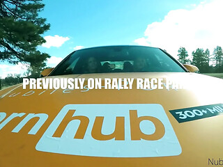 Shaved Pussy Swap in a Rally Race Cabin