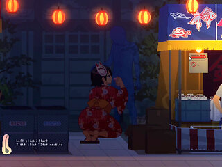 Hentai Game - Big Boobs Country Girl Sex at Festival - All CG Scenes