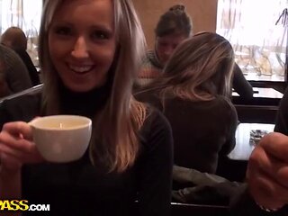 Very sexy blonde gets naked for money