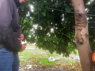 Found a dry spot to pleasure myself during the rain