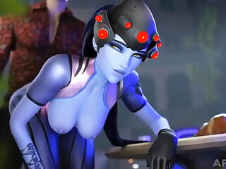 widowmaker fucks quietly in public and get caught