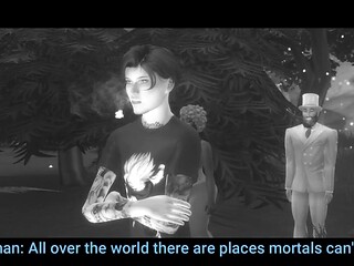 Vampires gangbang nerd in a graveyard