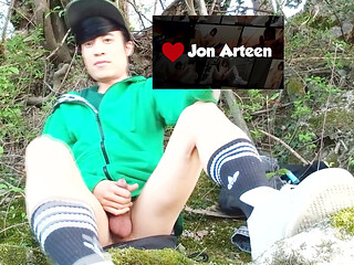 Jon Arteen. Twink's Jerk Off Outdoor in Nature Ends in a Frustrating Ruined Orgasm. Solo Tease, Long Build-Up, Loss of Control