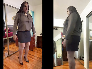 Black babe Danae in bossy business dress outfit