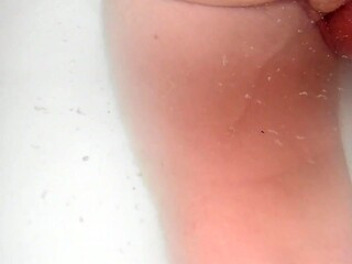 Relaxing in a hot bath with small cock