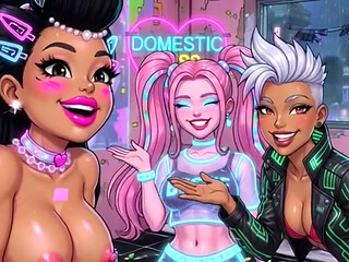 Funny Cartoon Girl Topless, Ai Animation