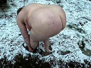 Naked Busty Girl in the Snow  Public Nudity and Humiliation