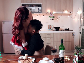 Santa Girl Uses Her Pussy to Satisfy Guys' Desires