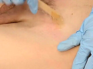 Waxing of a Huge Hanging Penis. Session Recording.