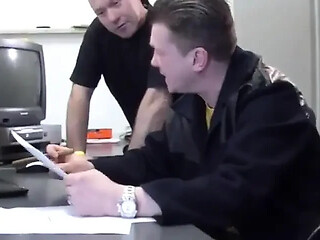 Corporate cop gets a surprise gangbang at work