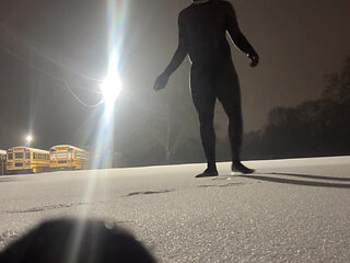 Playing In The Snow For The First Time Butt Ass Naked With Only My Mask On