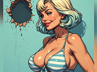 Big Boob Babes in Swimsuits Art