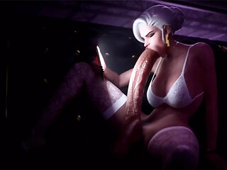 Large Cock Ass Ashe Sucks Her Own Futa Cock, Yellow Lantern Jerks off Her Large Futa Cock with Her Powers
