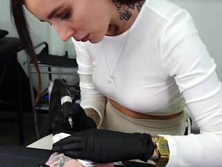 Naughty girl seduces and fucks her client right in a studio POV