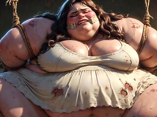 Virgin Fat SSBBW Bound - Scared & Begging for Cock in Her Hairy Pussy