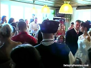 Wedding sluts get gangbanged in public