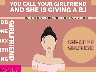 AUDIO ONLY - Cheating girlfriend phone sex talks to you while giving your friend head