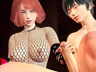 Busty redhead Haylee gets dirty in an animated club scene