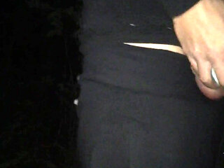 Spooky Night Outdoor - Massive Cumshot on a Monster