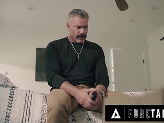 PURE TABOO Pervert Rose Carter Sneaks In & Replaces Her Stepdad's Masturbator While He's Blindfolded