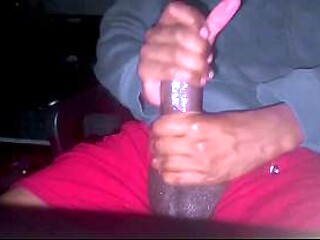 Big cock black stud cums hard in solo session