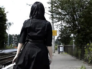 Amateur MILF Wanilianna Outdoor Public Nudity at Station - HD Cunt Wank in English