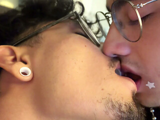 Sucking balls while jerking off and playing video games