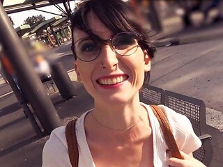 Lou Nesbit Glasses Girl Meets Date At Station Then Agrees To Private Fun