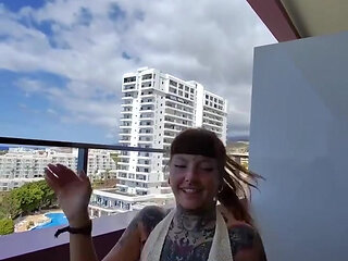 Sneaky Balcony Blowjob