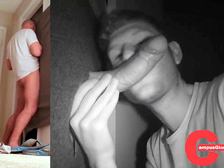 Erotic licking and hand job compilation in a homemade gay glory hole video